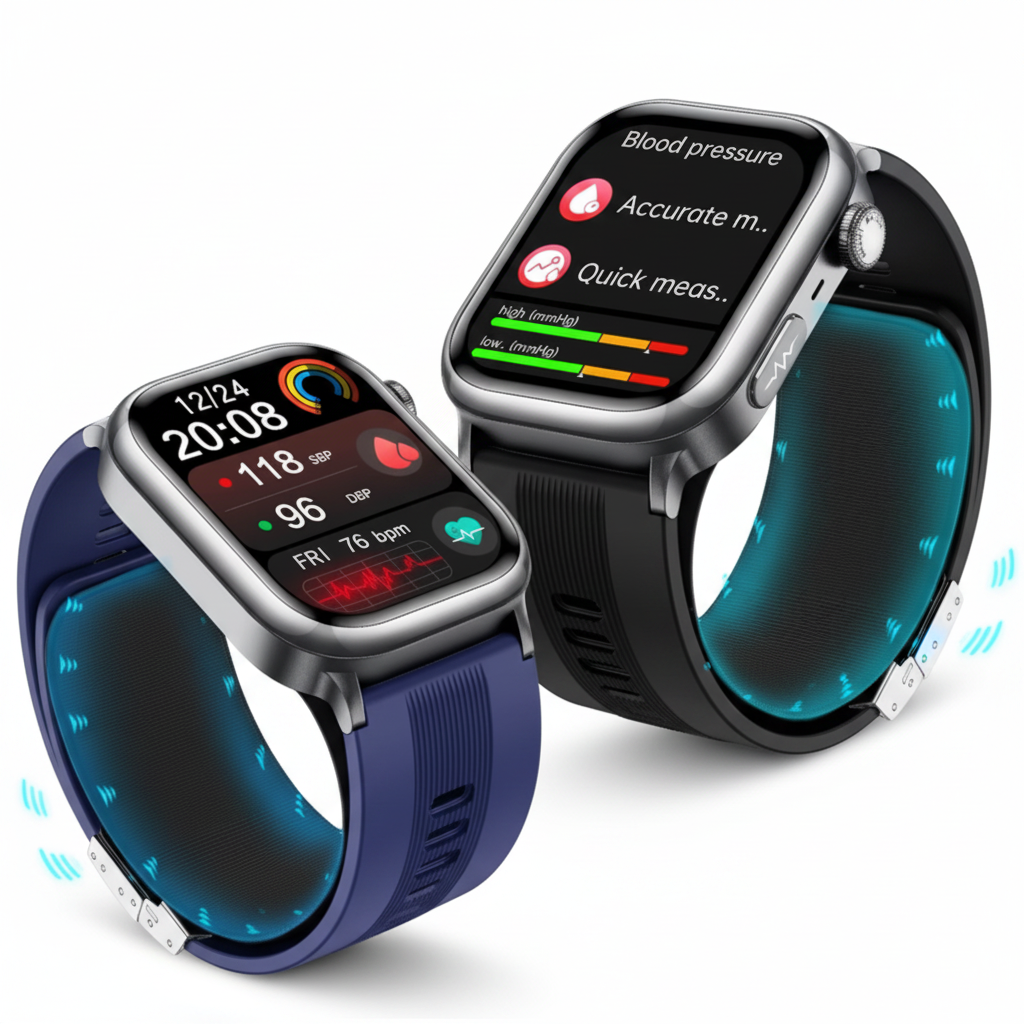 TK66 AMOLED Blood Pressure Smartwatch on white background